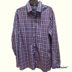 Fairlane Blue/Pink Plaid Button Down Men’s Shirt. X-Large